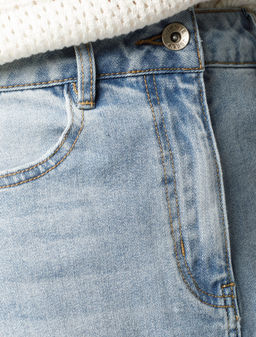 Юбка А-силуэта Vilatte D56.118 деним голубая  фото 2