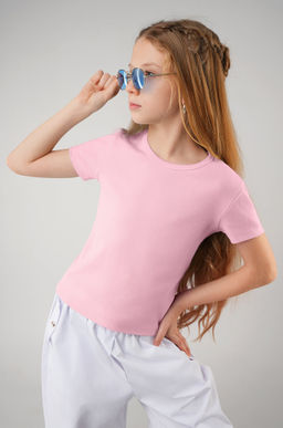 Футболка для девочки в рубчик из рибаны Happyfox