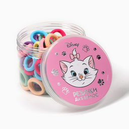 Резинки для волос в банке, 100 штук, 1.5 см, Коты аристократы