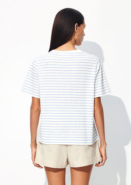 Keten Kar?s?ml? Mavi Tisort  фото 4