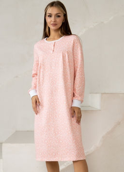 Сорочка жен.арт.602/1-3,розово-белая футер с начесом (хлопок 100%).