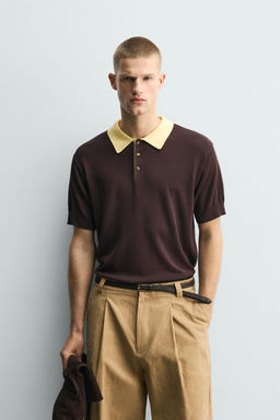 POLO PUNTO RELAXED FIT CONTRASTE / Marr?n - Zara фото 2