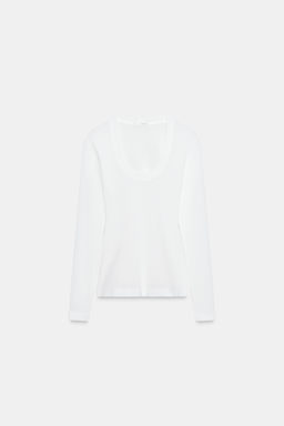CREPE LONG SLEEVE T-SHIRT - Zara фото 10