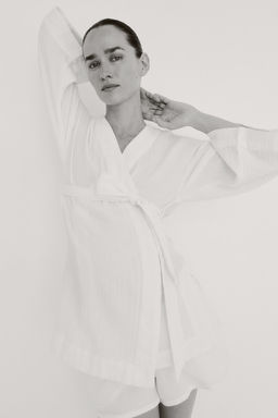 MAMA Blusa cruzada con cinturon de anudar