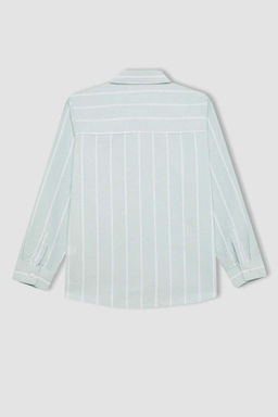 Оксфордская рубашка с длинным рукавом для мальчиков с воротником-поло - Defacto фото 9