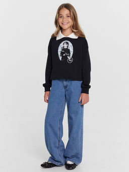 Свитшот для девочек с классическим воротником и принтом Уэнздей - Mark formelle фото 3