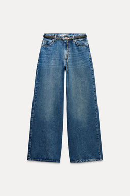 Z1975 MID-WAIST WIDE-LEG BELT JEANS - Zara фото 4
