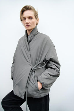 ZW COLLECTION WRAP-AROUND KIMONO JACKET - Zara фото 3