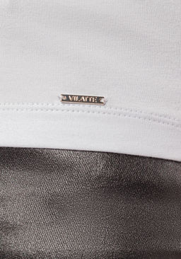 Футболка из премиального хлопка с принтом пайетками - Vilatte фото 3