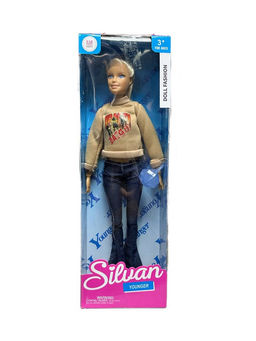 УЦЕНКА. Кукла "Silvan. Девушка. Younger" 30см (HP1214273-4) подвиж. кисти рук; в беж. свитере и джинсах, НЕМНОГО ПОВРЕЖДЕНА коробка