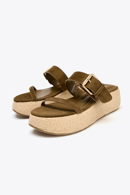 STRAPPY RAFFIA-EFFECT PLATFORM SANDALS - Zara фото 12