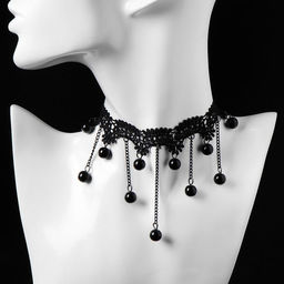 Чокер Госпожа круглые бусины, цвет чёрный, 31см
