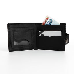 Портмоне мужское на магните, отдел для купюр, для карт, для монет, цвет чёрный - Simaland фото 6