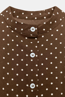 TOP POPEL?N LUNARES / marron/blanco - Zara фото 7