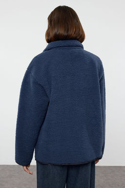 TRENDYOLMILLA Winter Essentials Gri Polar Fermuarl? Dik Yaka Uzun Kol Cep Detayl? Orme Sweatshirt TWOAW24SW00071  фото 23