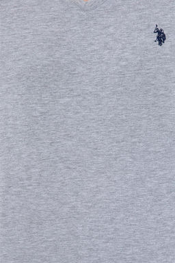 Мужская серая меланжевая базовая футболка с v-образным вырезом Неожиданная скидка в корзине - U.s. polo assn фото 5