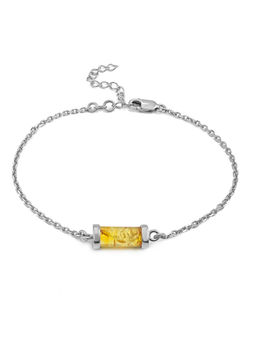 Изящный браслет, украшенный натуральным янтарём лимонного цвета Скандинавия