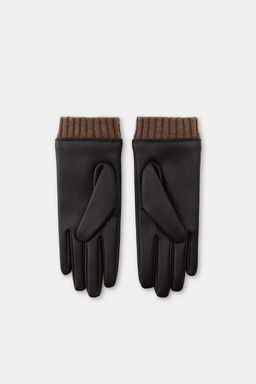 GUANTES EFECTO PIEL CON LANA / Marr?n - Zara фото 3