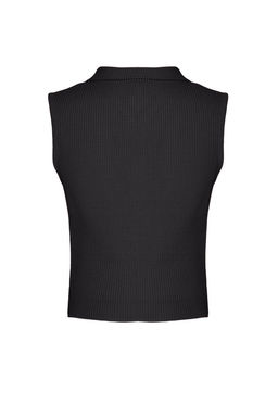 Antrasit Fitted/Vucuda Oturan Polo Yaka Crop Esnek Orme Bluz TWOSS22BZ0335