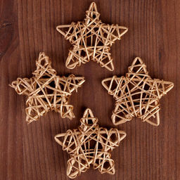 Декор для творчества из лозы «Звезда» набор 4 шт., размер 1 шт. — 6,5 см, цвет золото