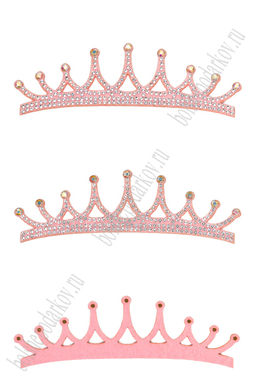 Патчи из фетра со стразами "Корона" 11*3,2 см (5 шт) SF-7699, светло-розовый №8
