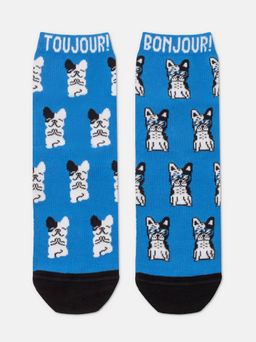 Цена за 2 пары. Носки Классические CONTE Хлопковые носки с рисунком French bulldog синий - Conte elegant фото 3
