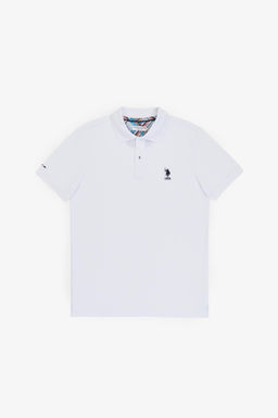 Erkek Slim Fit Polo Yaka Beyaz Basic Ti__rt