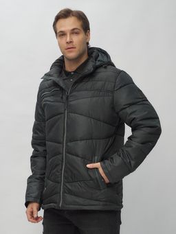 Куртка спортивная мужская с капюшоном черного цвета 62188Ch, р.46