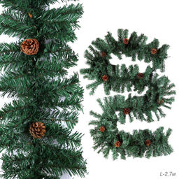 Гирлянда из елочных веток искусственная 2,7 метра 240 веток с шишками / WA-3 /уп 20/Новый год