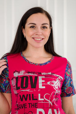 Пижама женская домашний интерлок из футболки и бридж LOVE ночной сад