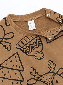 Bisiklet Yaka Bask?l? Erkek Bebek Sweatshirt ve E?ofman Alt 2li Tak?m - Waikiki фото 3