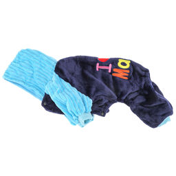 Пэт тойс (Pet toys) Одежда для собаки Комбинезон I Mama/Papa с капюшоном, с принтом, на кнопках, р-р M 33-37см, длина спинки 24см/обхват груди 38см/обхват шеи 30см, цвет-синий с голубым, плюш (100% полиэстер) (Китай) - Домашняя мода фото 8