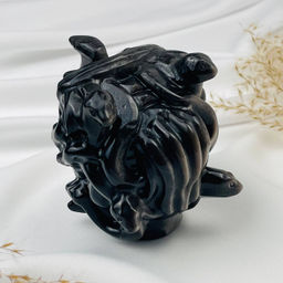 Радуга Самоцветов Фигурка резная Медуза Горгона из серебристого Обсидиана  фото 4