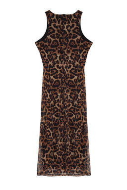 TRENDYOLMILLA Kahverengi Cok Renkli Hayvan Desenli Leopar Orme Tul S?k Abiye Elbise TPRSS24EL00202 фото 8