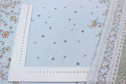 Штапель Премиум Нежные пейсли с каймой цв.голубой, СОРТ2, ш.1.45м, вискоза-100%, 120гр/м.кв - Купава фото 2