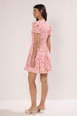 TRENDYOLMILLA Ekru Cicekli Mini Dokuma Elbise TWOSS25EL00789  фото 8