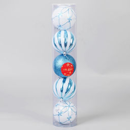 Ёлочные игрушки Агнет узоры, шары новогодние, набор d=8 см, 5 шт., МИКС - Зимнее волшебство фото 2