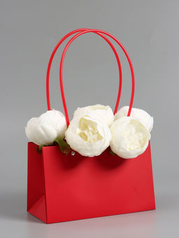 Цена за 10 шт. Сумка для цветов влагостойкая, красная, 22x10.5x13.5 см