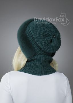 Шапка Ника норка трикотаж изумруд