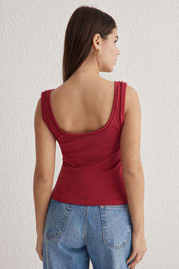 Trendyolmilla Antrasit Pili Detayl? Havuz Yaka Fitted/Vucuda Oturan Orme Bluz TWOSS25BZ00025