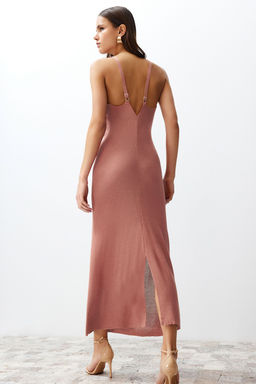 TRENDYOLMILLA Lacivert Maxi Triko Ince Ask?l? Basic Elbise TWOSS20EL1574 фото 10