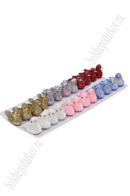 Птички декоративные 3,8 см (24 шт) SF-7838, микс №5