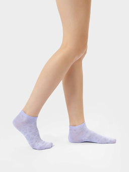 Цена за 5 пар! Носки женские укороченные в фиолетовом оттенке с рисунком цветов