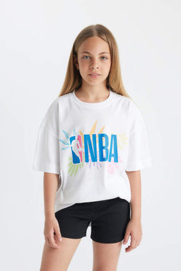 Футболка большого размера с короткими рукавами и надписью NBA для девочек