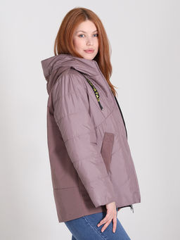 Куртка весенняя женская больших размеров на молнии - Almond фото 4