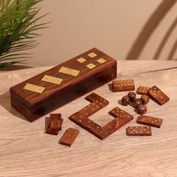 Игра настольная 2 в 1, домино, кубики, 25×7.5×5 см, дерево шишам