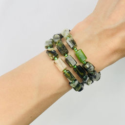 Бусины для украшений из Мусковита (зеленый лепидолит) 40 см