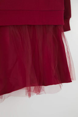 Visne 100% Pamuk Bask?l? Bisiklet Yaka A-line K?z Cocuk Orme Elbise TKDAW26EL00007 - Trendyolmilla фото 8