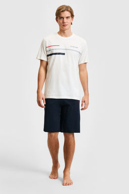 Erkek Beyaz Pijama Tak_m_