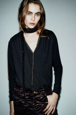 SEQUINNED VELVET TROUSERS